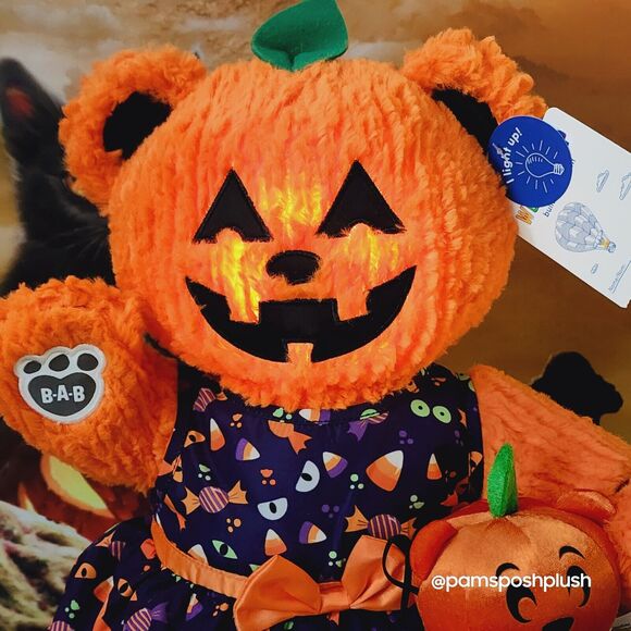 Build A Bear Pumpkin Glow Plush Jack O'Lantern Halloween 2023 Dress Clothes GIRL - Picture 13 of 16